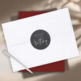 60歳の誕生日 シンプル ミニマル フラット ブラック ラウンドシール