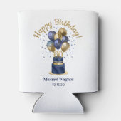 60歳の誕生日 ネイビーブルーのバルーンケーキ 缶クーラー (裏面)