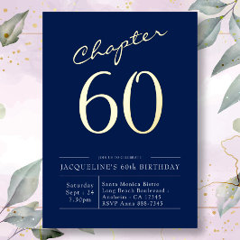 60歳の誕生日 ネイビーブルー ゴールド 箔招待状