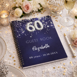 60歳の誕生日　ネイビーブルー　銀の星 ノートブック