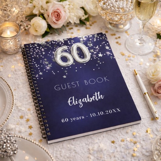 60歳の誕生日　ネイビーブルー　銀の星 ノートブック