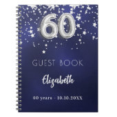 60歳の誕生日　ネイビーブルー　銀の星 ノートブック (正面)