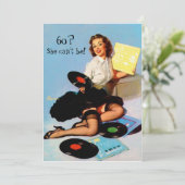 60歳の誕生日 ビニールレコード ミュージックノート ピンナップ 招待状 (スタンド正面)