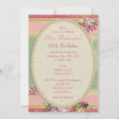 60歳の誕生日 ピンクのエッフェル塔とシャンデリア 招待状 (裏面)