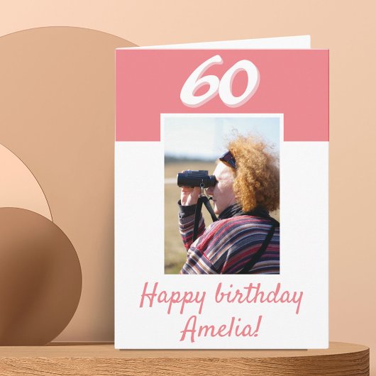 60歳の誕生日 ピンクの写真 ハッピーバースデーカード カード