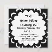 60歳の誕生日 ピンク 白 黒 水玉模様 W316C 招待状 (裏面)