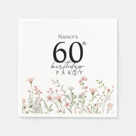 60歳の誕生日 フラワースクリプト スタンダードカクテルナプキン