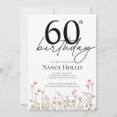 60歳の誕生日 フラワーレディース誕生日パーティー 招待状 (正面)