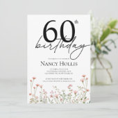 60歳の誕生日 フラワーレディース誕生日パーティー 招待状 (スタンド正面)