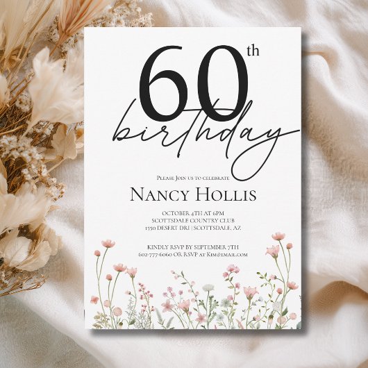 60歳の誕生日 フラワーレディース誕生日パーティー 招待状