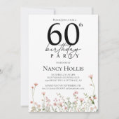 60歳の誕生日 フラワーレース 誕生日パーティー 招待状 (正面)