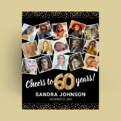 60歳の誕生日 ブラックゴールド 写真パーティー ポスター