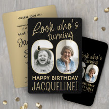 60歳の誕生日 ブラック＆ゴールド バースデーパーティー 2枚の写真