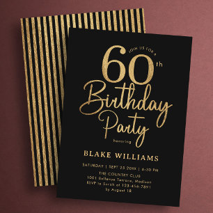 60歳の誕生日 ブラック ゴールド 招待状