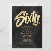 60歳の誕生日 ブラック ゴールド 招待状 (正面)