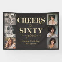 60歳の誕生日 ブラック ゴールド 6枚フォトコラージュ