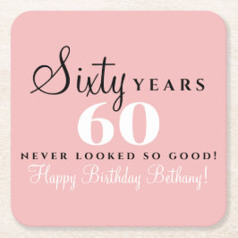 60歳の誕生日 ブラック スクエアペーパーコースター
