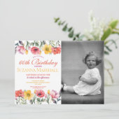 60歳の誕生日 ポピー 春の花の写真 招待状 (スタンド正面)