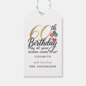 60歳の誕生日 モダンスクリプト ゴールド ギフトタグ (正面)