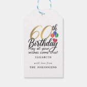 60歳の誕生日 モダンスクリプト ゴールド ギフトタグ (裏面)