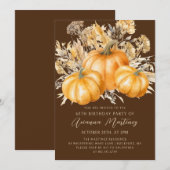 60歳の誕生日 ラスティック ボーホー オレンジ色のとうもろこし 秋の落ち葉 招待状 (正面/裏面)
