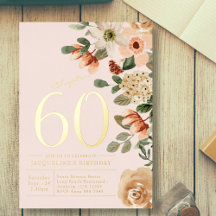 60歳の誕生日 ヴィンテージ フラワー ピーチ