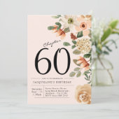 60歳の誕生日 ヴィンテージ フラワー 招待状 (スタンド正面)