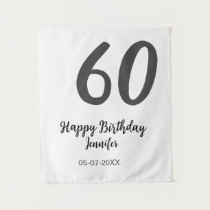 60歳の誕生日 名前 日付 年 黒 テンプレート 追加 タペストリー