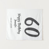 60歳の誕生日 名前 日付 年 黒 テンプレート 追加 タペストリー (正面(横))