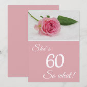 60歳の誕生日 女性用 ピンクのバラのモチベーションカード (正面/裏面)