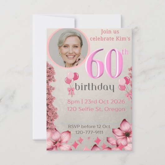 60歳の誕生日 招待状 (正面)
