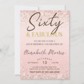 60歳の誕生日 招待状 プリント ローズゴールド 六十 (正面)