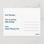 60歳の誕生日:楽しいスター柄、虹60、名前 ポストカード (裏面)