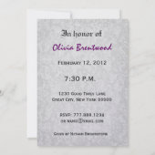 60歳の誕生日 美しい紫のバラのメタリック紙 招待状 (裏面)