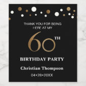 60歳の誕生日、金ゴールドとブラックテーマ感謝していよ ワインラベル (シングルラベル)