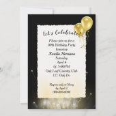 60歳の誕生日 金色の風船 白い箱 招待状 (裏面)