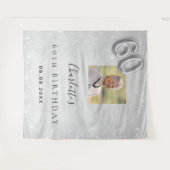 60歳の誕生日 銀の写真 グリッター ダスト ウェルカム タペストリー (正面(横))