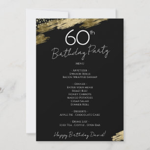 60歳の誕生日 黒と金のメニュー招待状 招待状