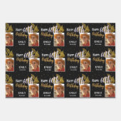 60歳の誕生日 黒金 葉写真 ラッピングペーパーシート (正面2)