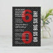60歳の誕生日 黒 白 赤 OH SO BIG SIX OH！ 招待状 (スタンド正面)