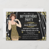 60歳の誕生日 1920年代ギャツビーフラッパーガール誕生日 招待状 (正面)