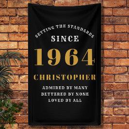 60歳の誕生日 1964年生まれ 名前 ブラック ゴールド 横断幕