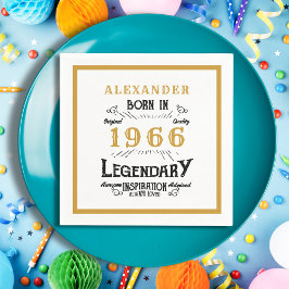 60歳の誕生日 1966年生まれ ホワイトゴールドの伝説 スタンダードカクテルナプキン