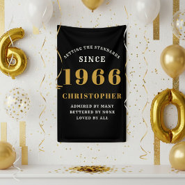 60歳の誕生日 1966年生まれ 名前を追加 ブラック ゴールド 横断幕