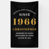60歳の誕生日 1966年生まれ 名前を追加 ブラック ゴールド 横断幕 (縦)