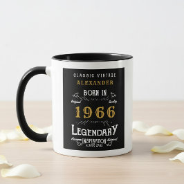 60歳の誕生日 1966 レジェンド レトロ ブラック パーソナライズド マグカップ