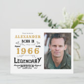 60歳の誕生日 1966 レジェンド 白と金の写真 招待状 (スタンド正面)