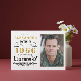 60歳の誕生日 1966 レジェンド 白と金の写真 招待状