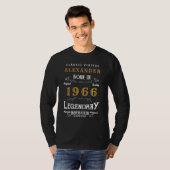 60歳の誕生日 1966 名前を追加 ブラック ゴールド レジェンダリー Tシャツ (正面フル)