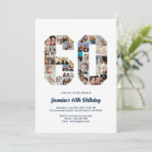 60歳の誕生日 60周年 カスタム フォト コラージュ 招待状 (スタンド正面)